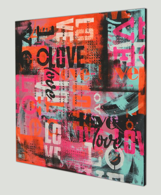 NEW! - Love in Technicolor on Black - Love letters - 90x90 cm - Ronald Hunter - 05M