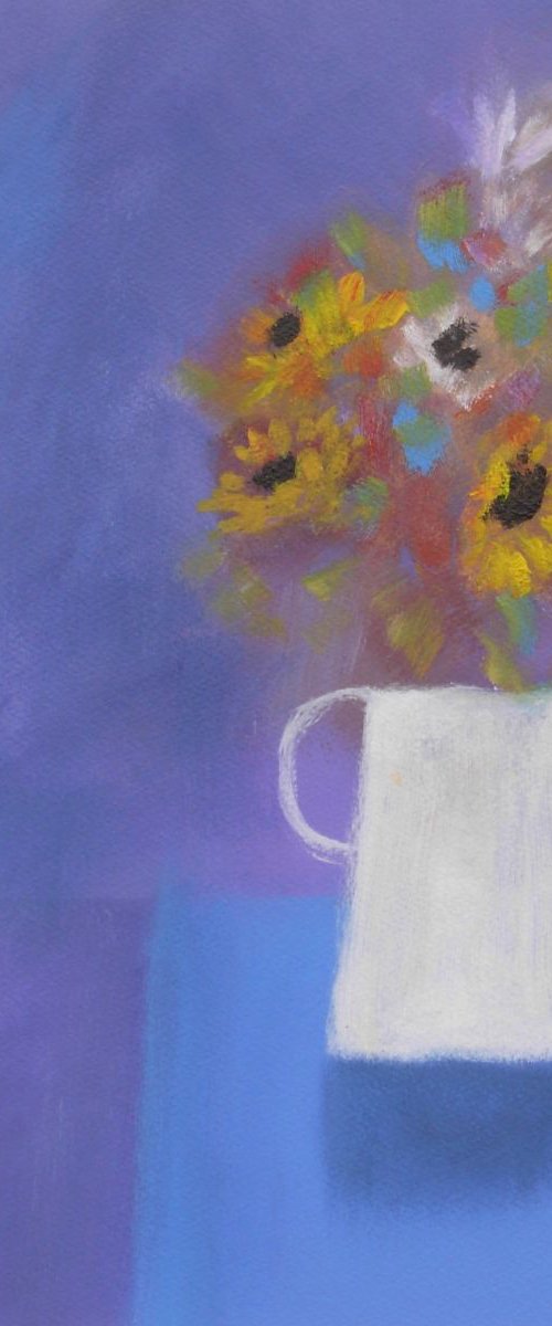 Spring Flowers in a White Jug - Reserved for David by Jan Rippingham