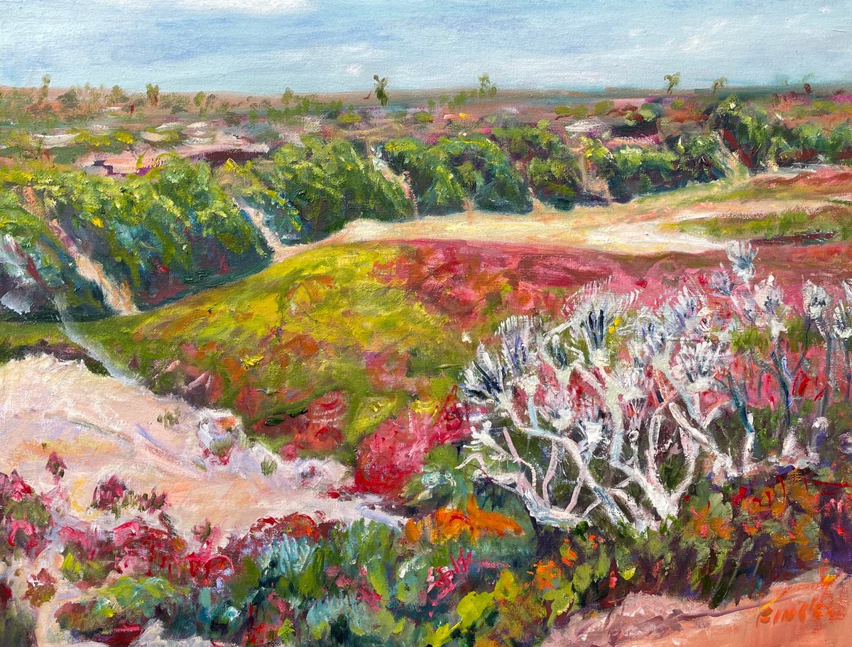 Impressionistic Landscape Oil Painting By Maureen Finck, 20 X 16", Samphire In The Saltmarsh, Original Artwork
