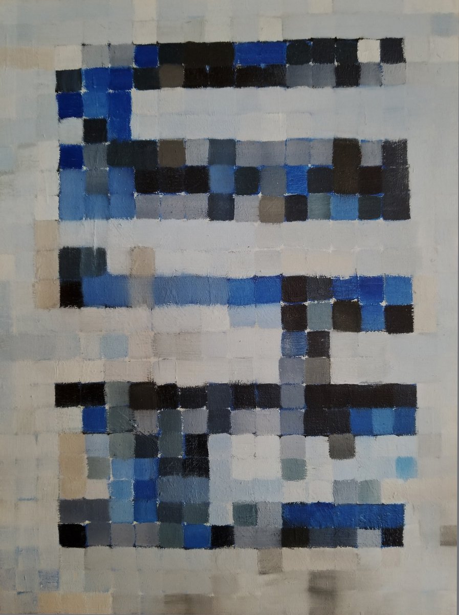 Geometric Abstract Oil Painting By Anna Jannack, 9 X 12, Squares Iii, Original Artwork