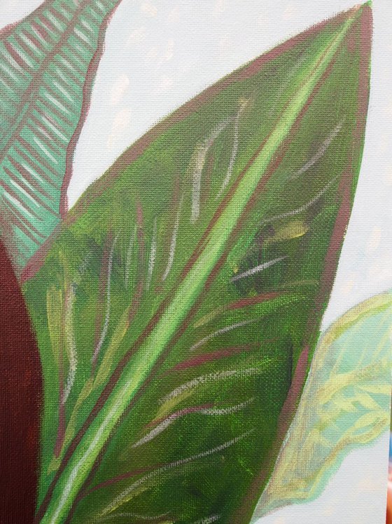Portrait with Tropical Leaves