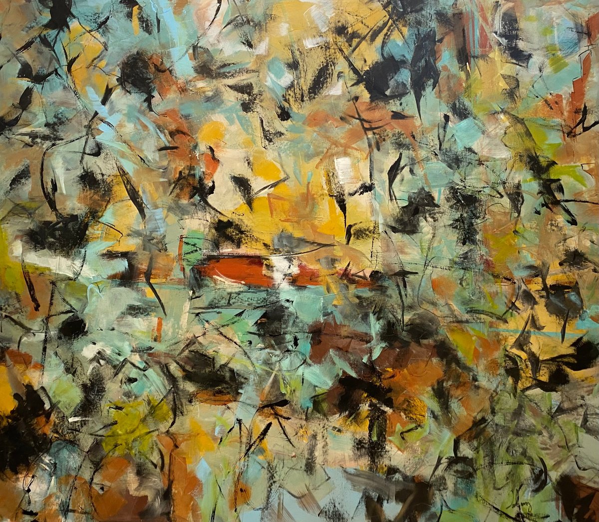 Organic Abstract Acrylic Painting By Lloyd Tabing, 63 X 55", A Moment In Time, Original Artwork