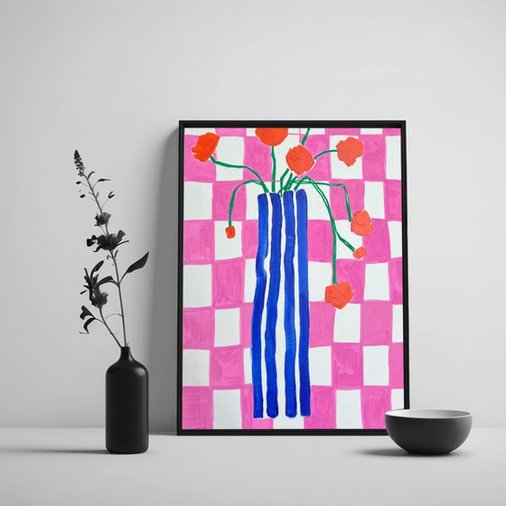 Pink Checkered Matisse Vase