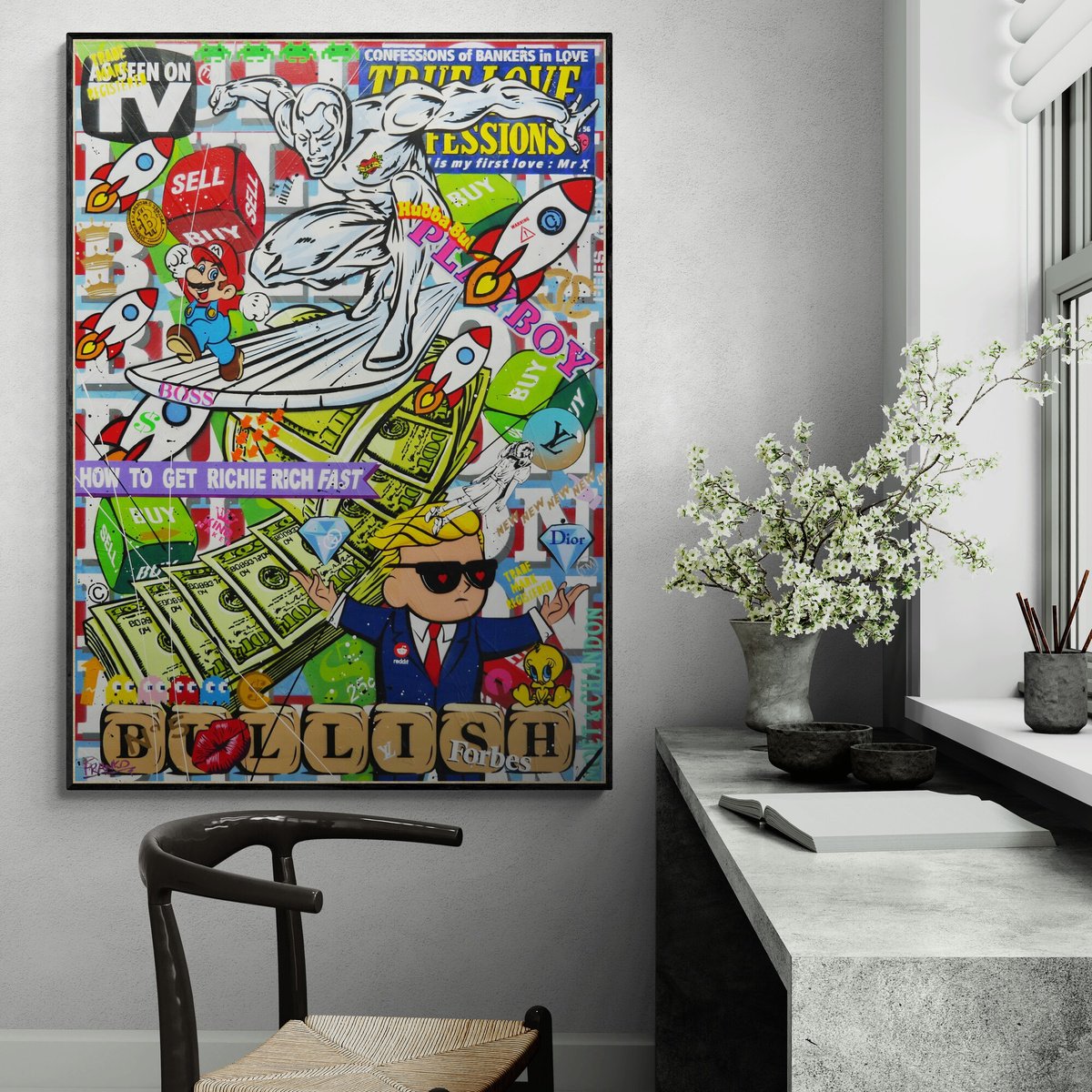 Urban And Pop Painting , Money Safari By Franko, 39 X 55, Artwork For Sale On Artfinder