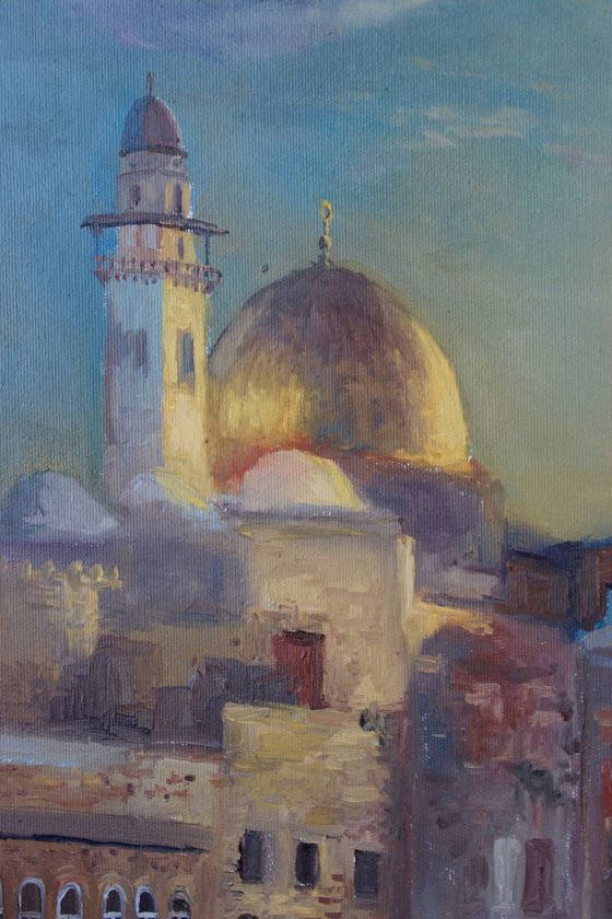 Original Jerusalem painting Western Wall art Impression Cityscape Painting 20" Holy Place Israel Landscapes Modern Art, Sales