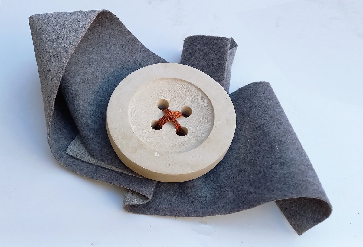 Geometric Abstract Sculpture By Emanuela Camacci, 16 X 6, Forced By A Button, Original Artwork