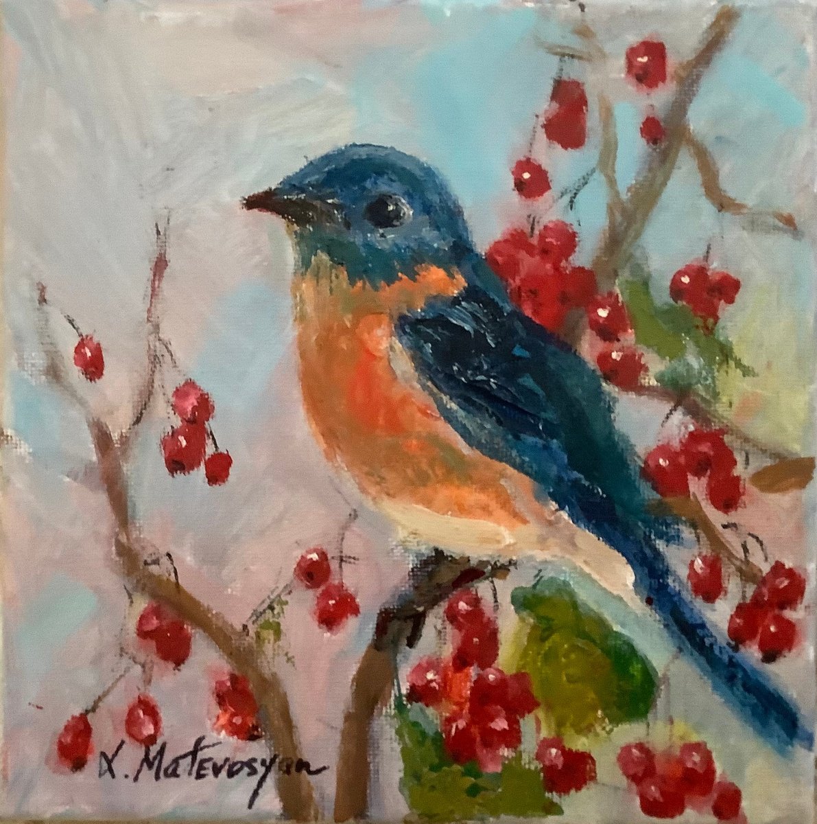 Blue Bird By Lia Matevosyan Haselton, 8 X 8, Artwork For Sale On Artfinder