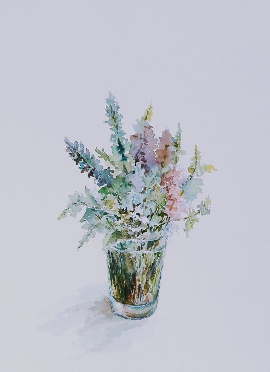 Bouquet of May wildflowers. Original watercolour painting. by Elena Klyan