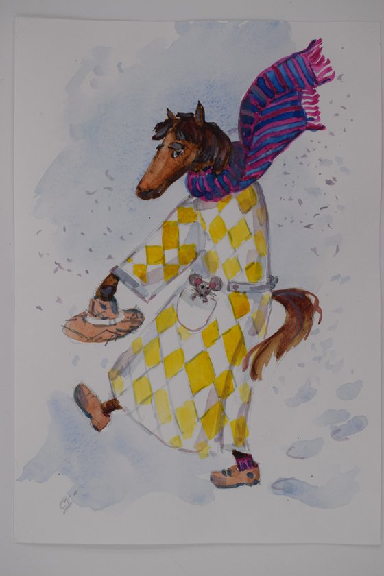 The horse in the coat