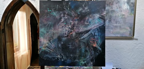 Gigantic Size XXL Painting Enigmatic Bizzare Abstract Mindscape By O KLOSKA