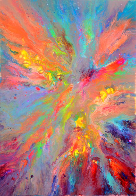 Phoenix Vs. Dragon - 100x70 cm - XL Large Abstract Painting