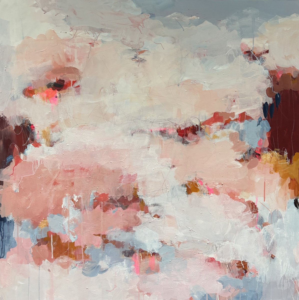 Abstract Acrylic Painting By Angela Dierks, 39 X 39, Touch Of An Angel, Original Artwork