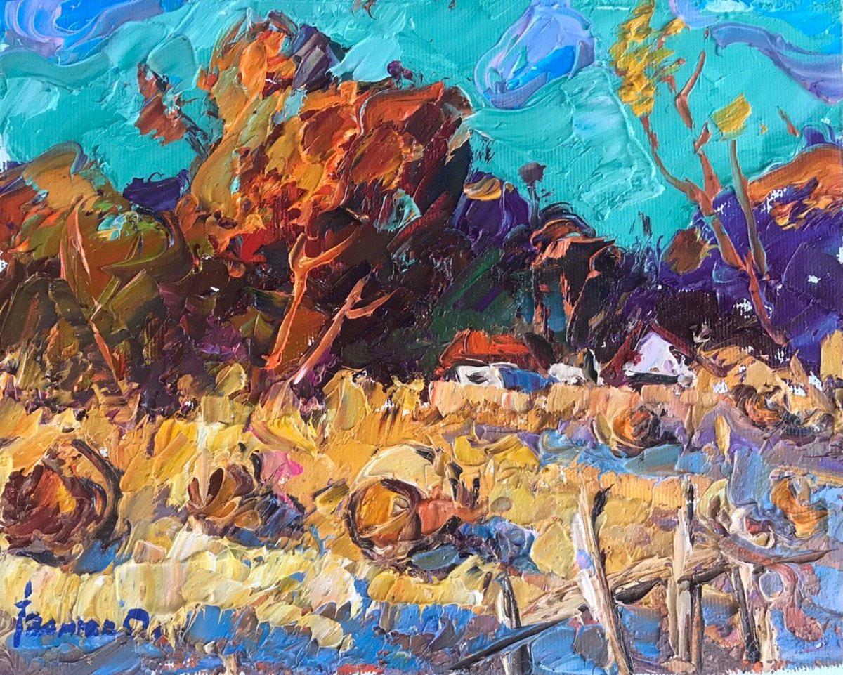 Impressionistic Landscape Oil Painting By Kalenyuk Alex, 10 X 8", Warm Evening, Original Artwork