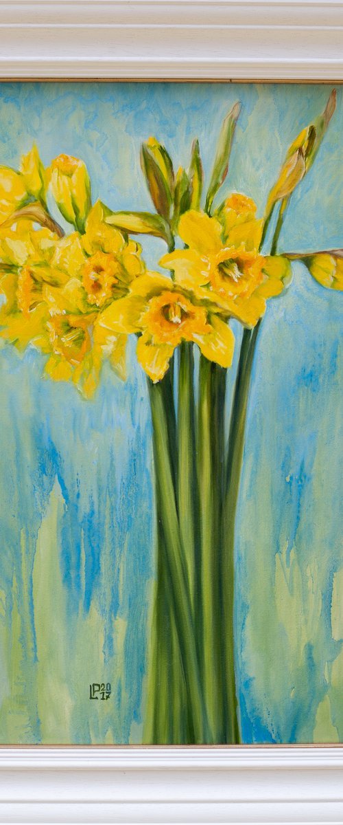 Daffodils spring floral framed by Liudmila Pisliakova