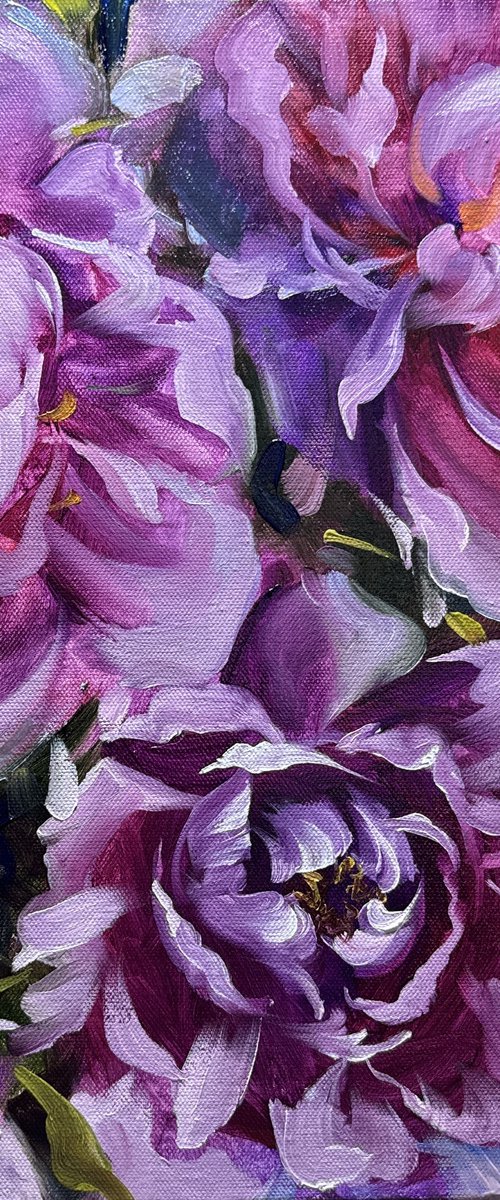 Majestic Peonies in Royal Violet by Olena Hromova