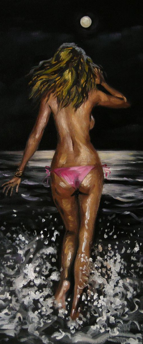 Night swimming - Sold to a collector in London, UK. by Yaroslav Sobol