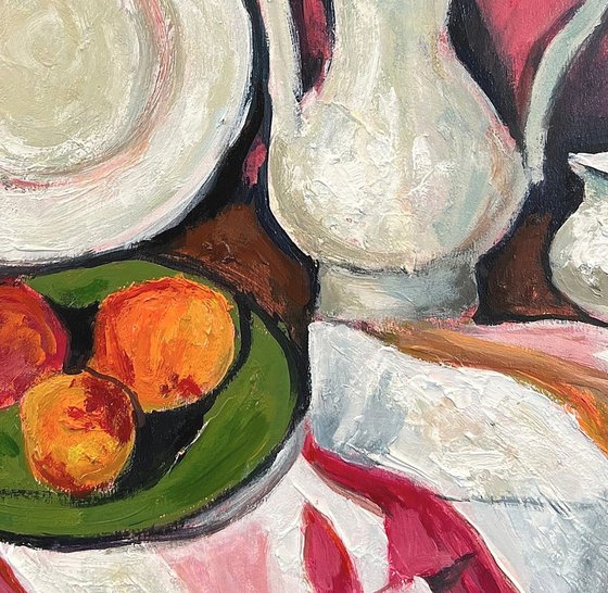 Nectarines, Pitcher and Plate