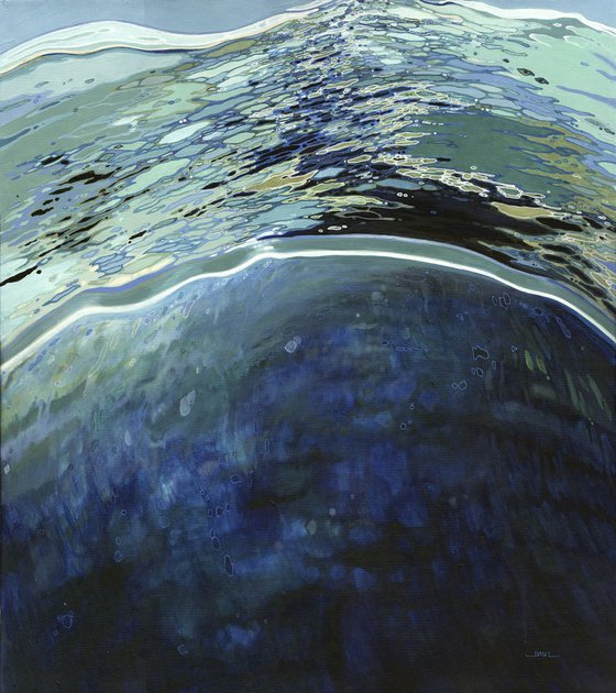 Deep Ocean Vast Sea, Original Painting on Canvas. Acrylic & Ink.