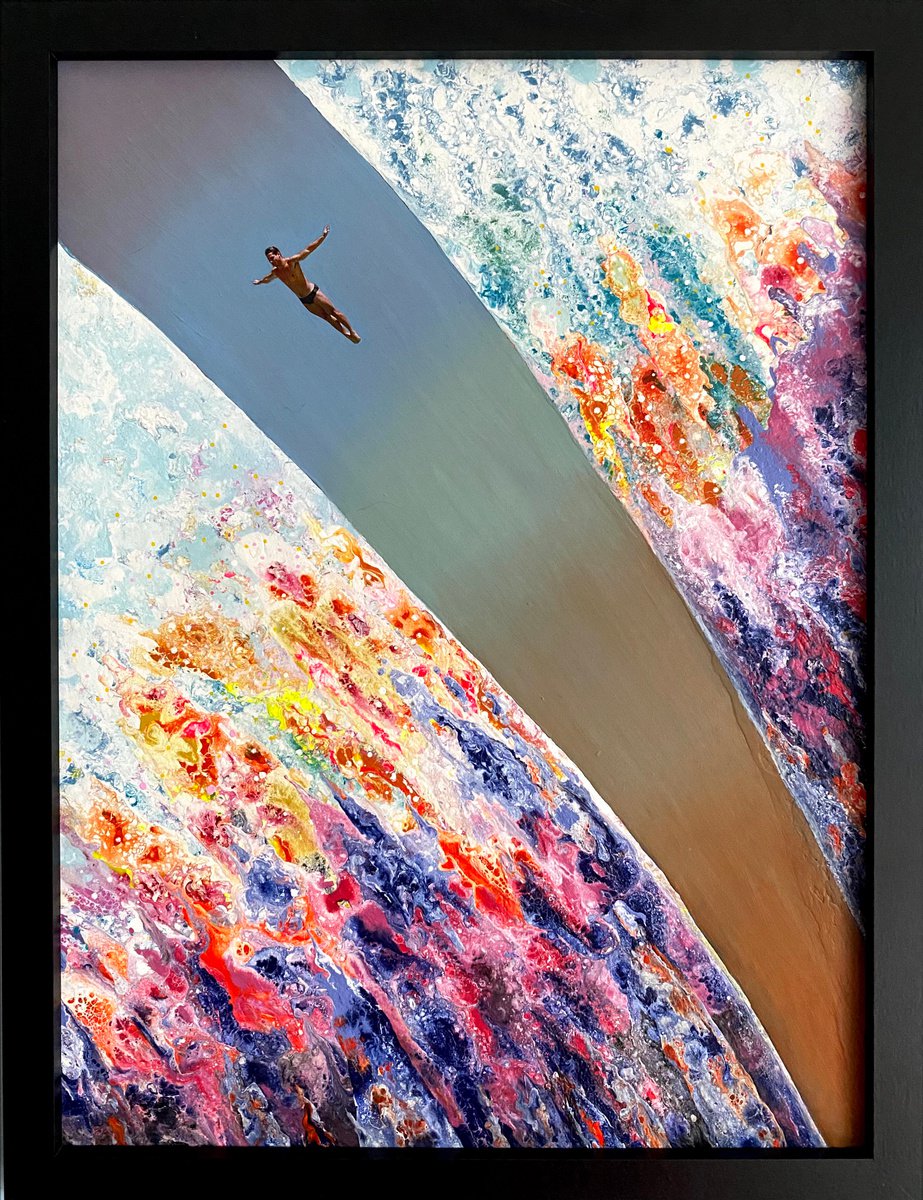 Surrealistic Landscape Painting By Stefano Pallara, 13 X 17", Dizzy Heights, Original Artwork