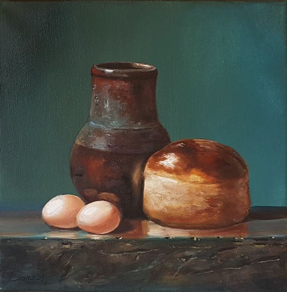 Still life with two eggs