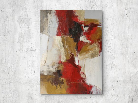 "Tango" Red gold burgundy abstract art