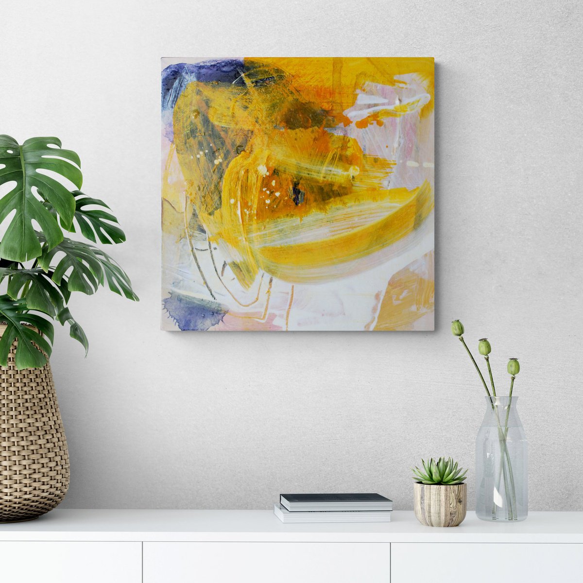 Expressive Abstract Painting By Daniela Schweinsberg, 12 X 12, Shine On Me, Original Artwork