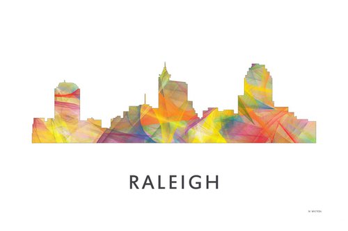 Raleigh North Carolina Skyline WB1 by Marlene Watson