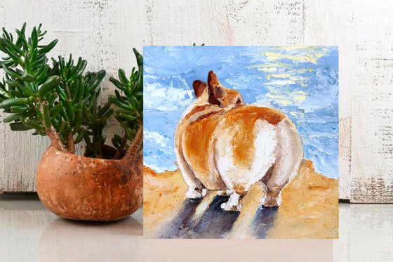 Corgi Painting Original Art Corgi Butt Artwork Dog Wall Art