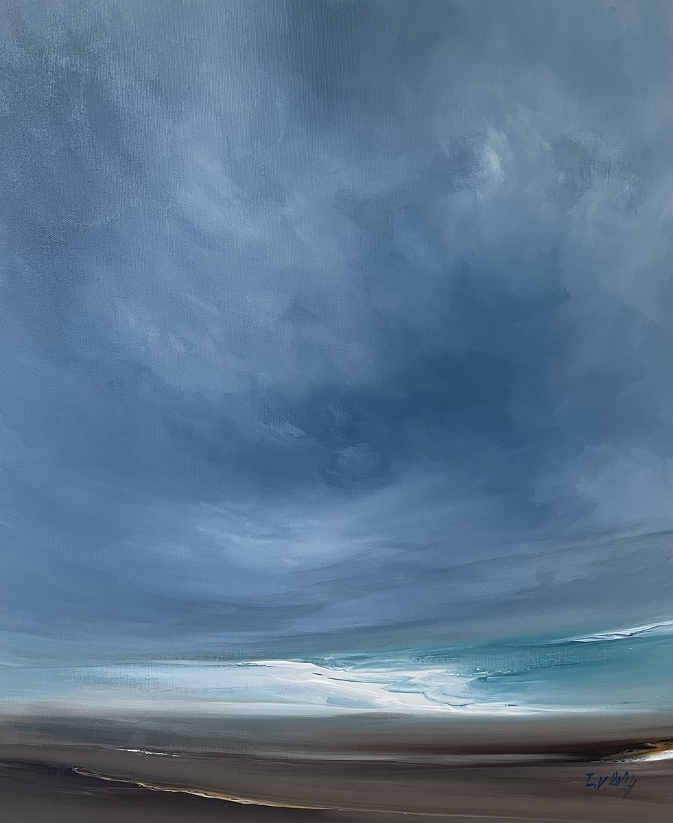 Impressionistic Landscape Acrylic Painting By Timea Valsami, 20 X 24", Sky Lullaby, Original Artwork