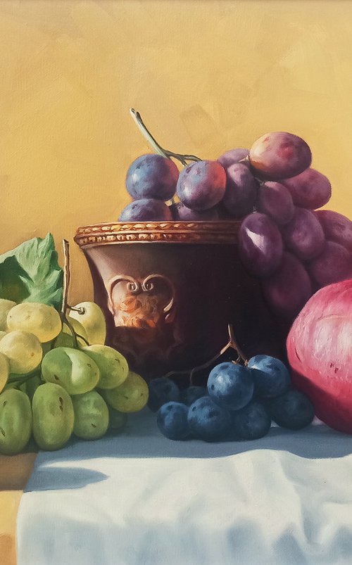 Still life with colorful fruits-2 (40x60cm, oil painting, ready to hang) by Tamar Nazaryan