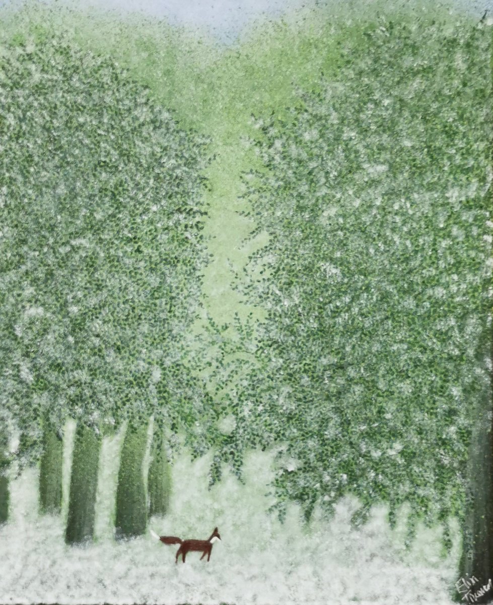 Abstract Landscape Acrylic Painting By Elisa Trueman, 18 X 22, A Winter Woodland, Original Artwork