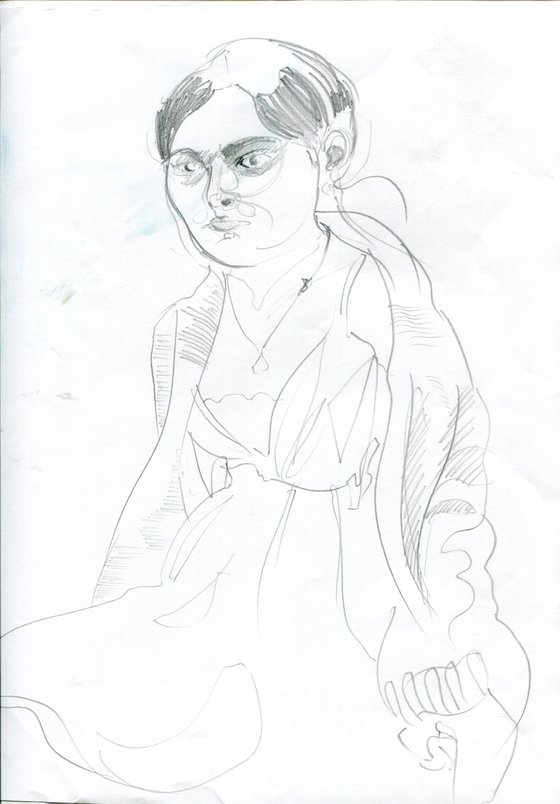 Life drawing, girl, pencil drawing