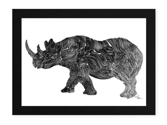 Rhino with Horn, 16 x20 inches(40x50cm)