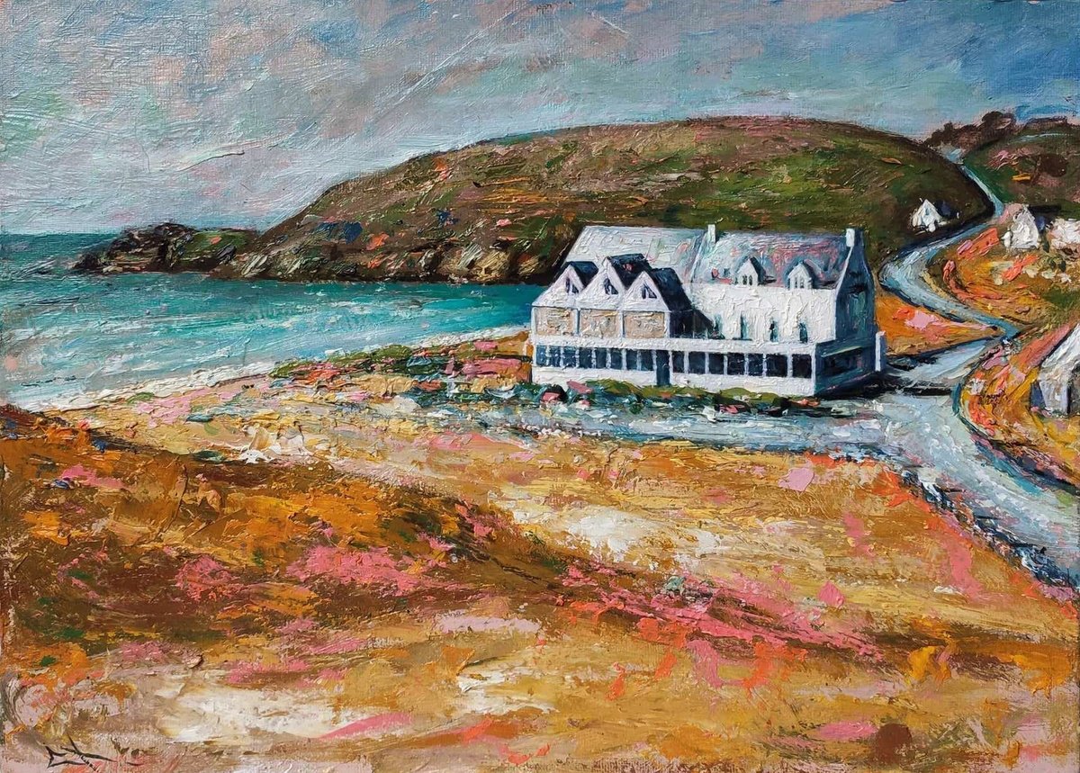 Expressive Landscape Oil Painting By Lionel Le Jeune, 13 X 9", Baie Des Trepasses, Original Artwork