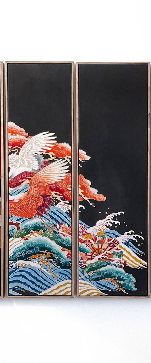Cranes through Generations (Kimono) by Lena Okamoto