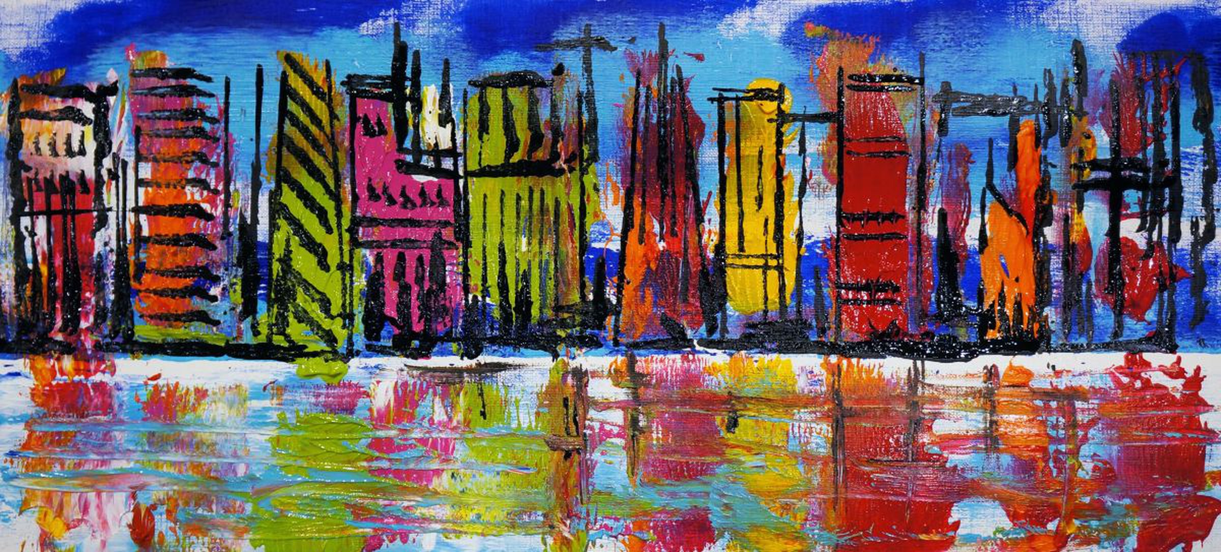 City Skyline Acrylic Painting By Julia Rigby Artfinder