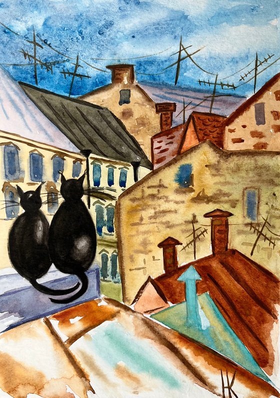 Cats on the Paris roofs