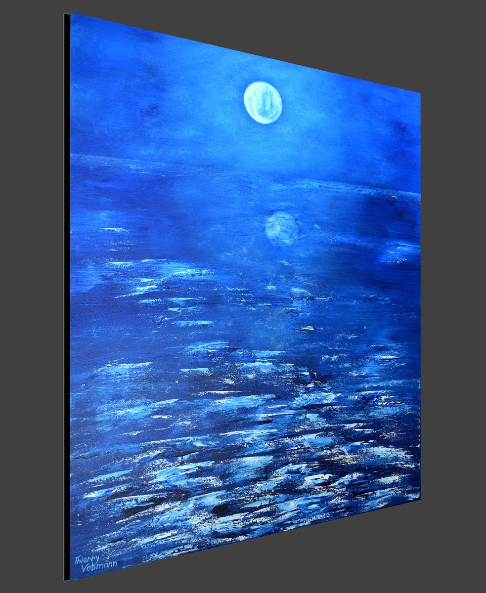 Magical full moon.73x60 cm. Free shipping. by Thierry Vobmann. Abstract .