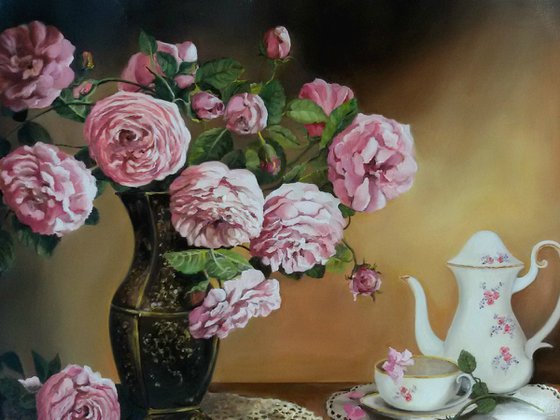 Still life with peonies