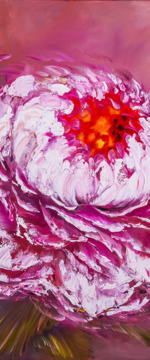 LARGE PEONY BUD - Pink peony. Lush peony. Abstract background. Floral motives. Evening. Fashion. Love. Summer. by Marina Skromova