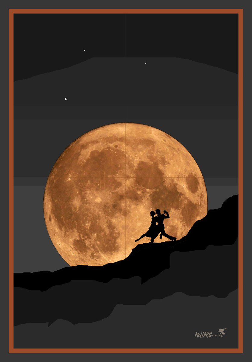 Expressive Landscape Painting By Joe Mcharg, 30 X 42, Moonlight Tango 30X42, Original Artwork