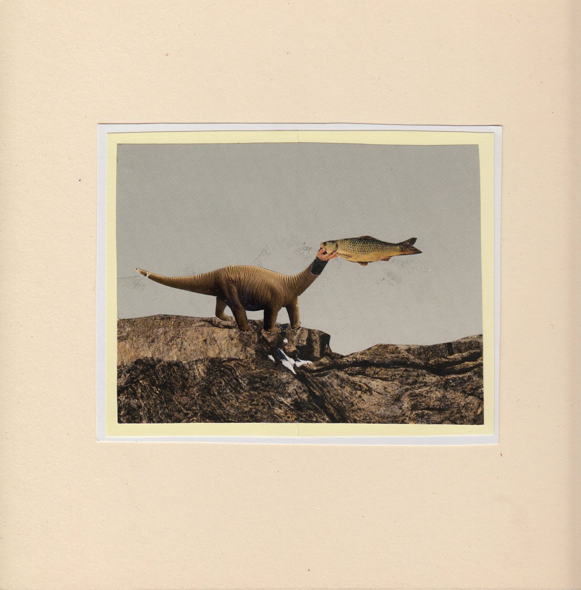 Surrealistic Animal Collage By Jon Garbet, 9 X 9, Contemporary Dinosaur, Original Artwork