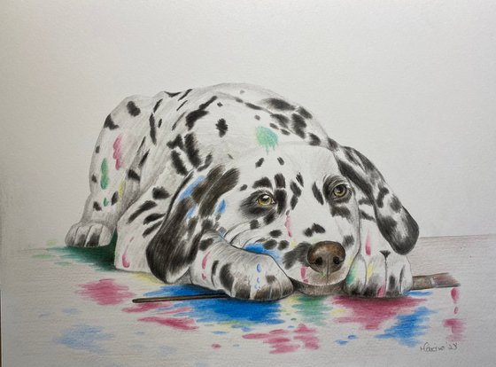 Paint splattered dog (no. 3)