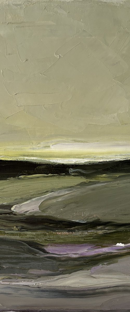 Abstract quiet fields waves on green by Daniela Nocito