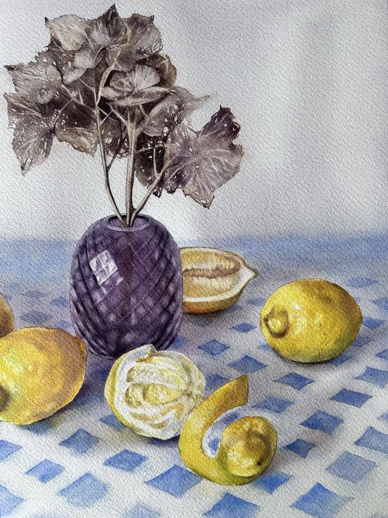 Blue and yellow still life