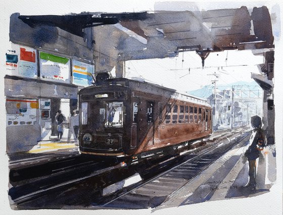 Nostalgic Brown Tram / Sketch
