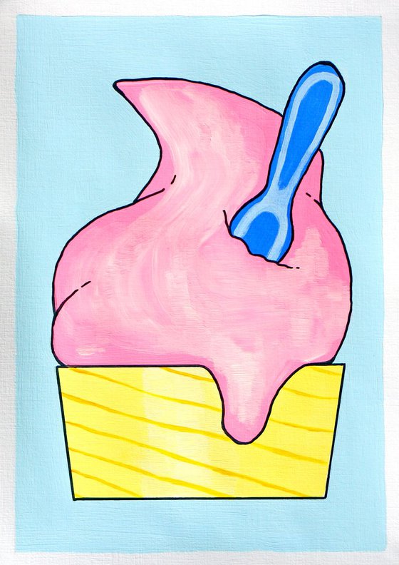 Ice Cream Cup Pop Art On A4 Paper