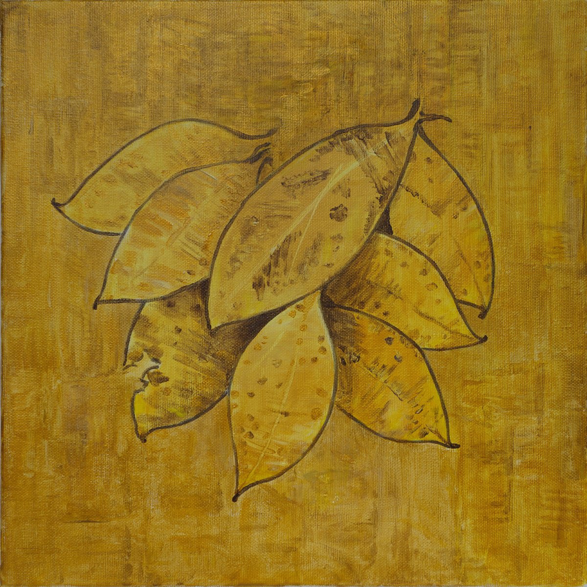 Impressionistic Botanical Acrylic Painting By Ruozhou Zhuang, 16 X 16", Golden Hour I, Original Artwork