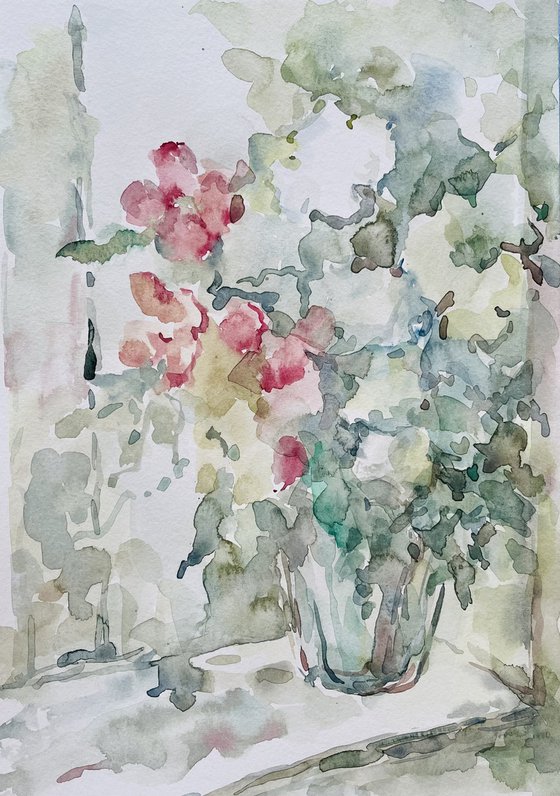 Bouquet in vase. 11,5x8,3 in