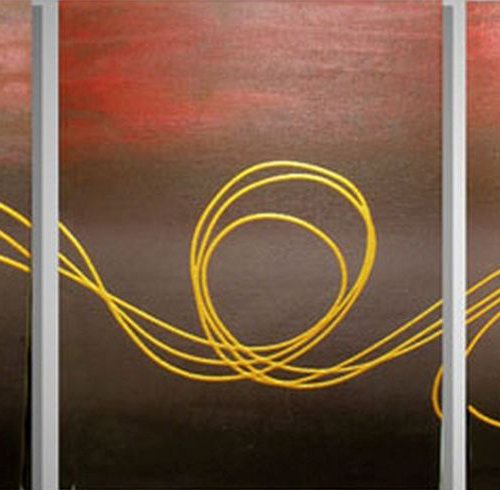 Gold Horizon abstract triptych by Stuart Wright